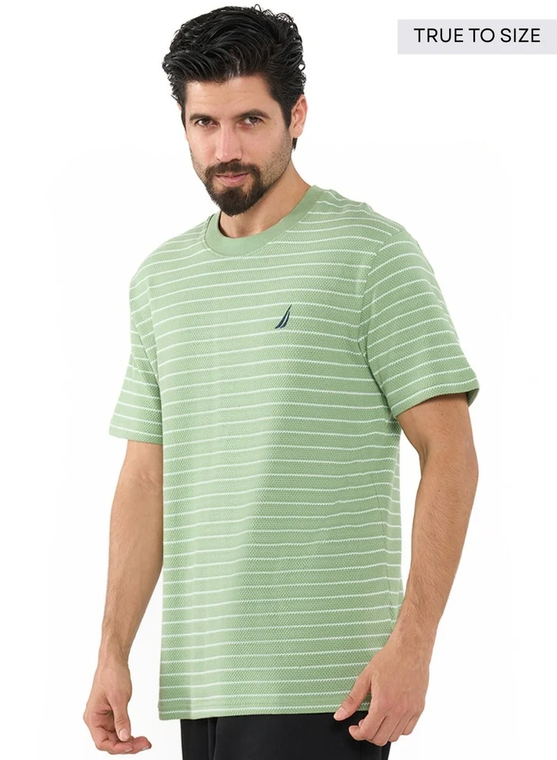 NAUTICA Striped Regular Fit Premium Cotton Crew Neck T-shirt